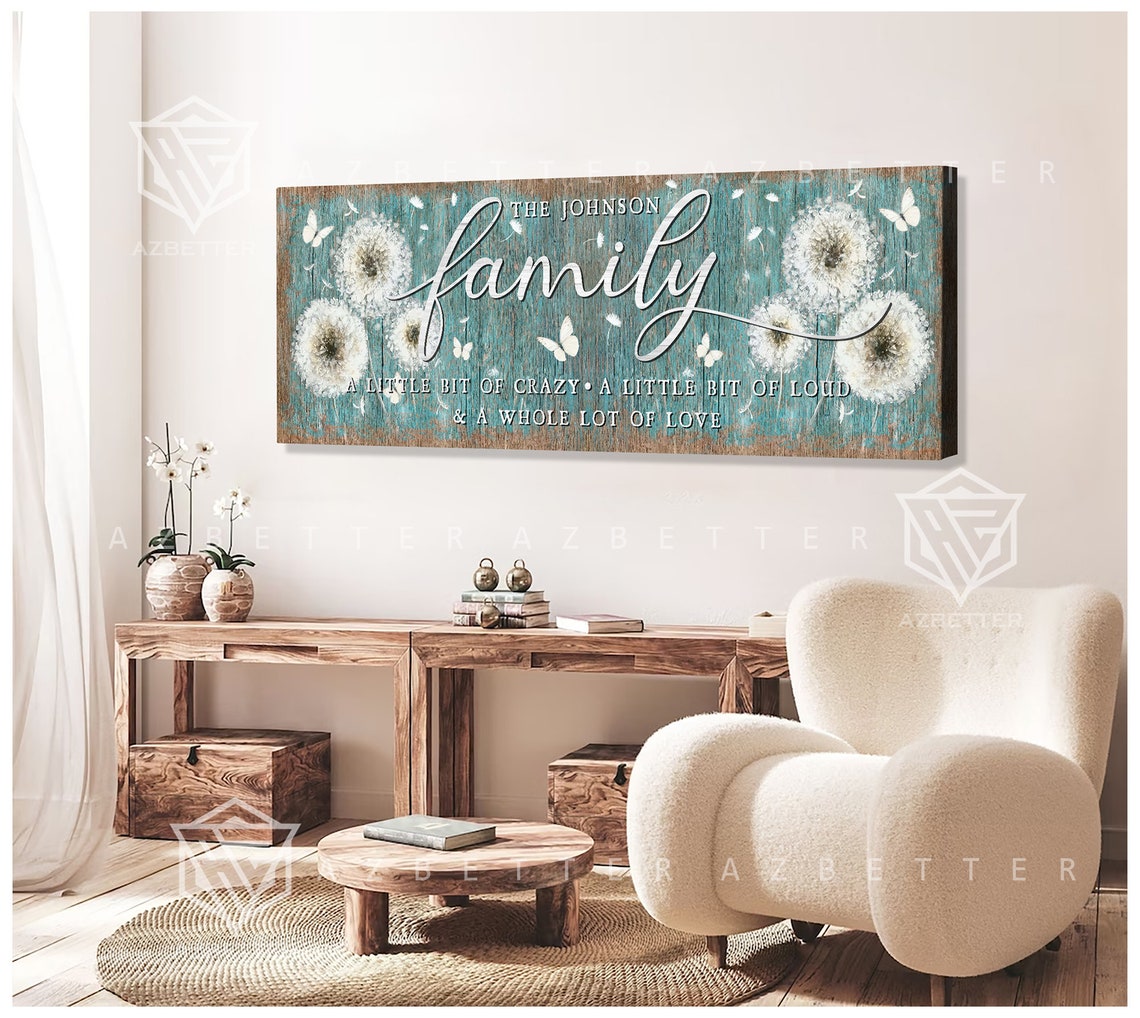 Custom Family Wall Art A Little Bit Of Crazy A Little Bit Of Loud Dandelion Art Living Room Wall Decor Family Last Name Sign - Image 4