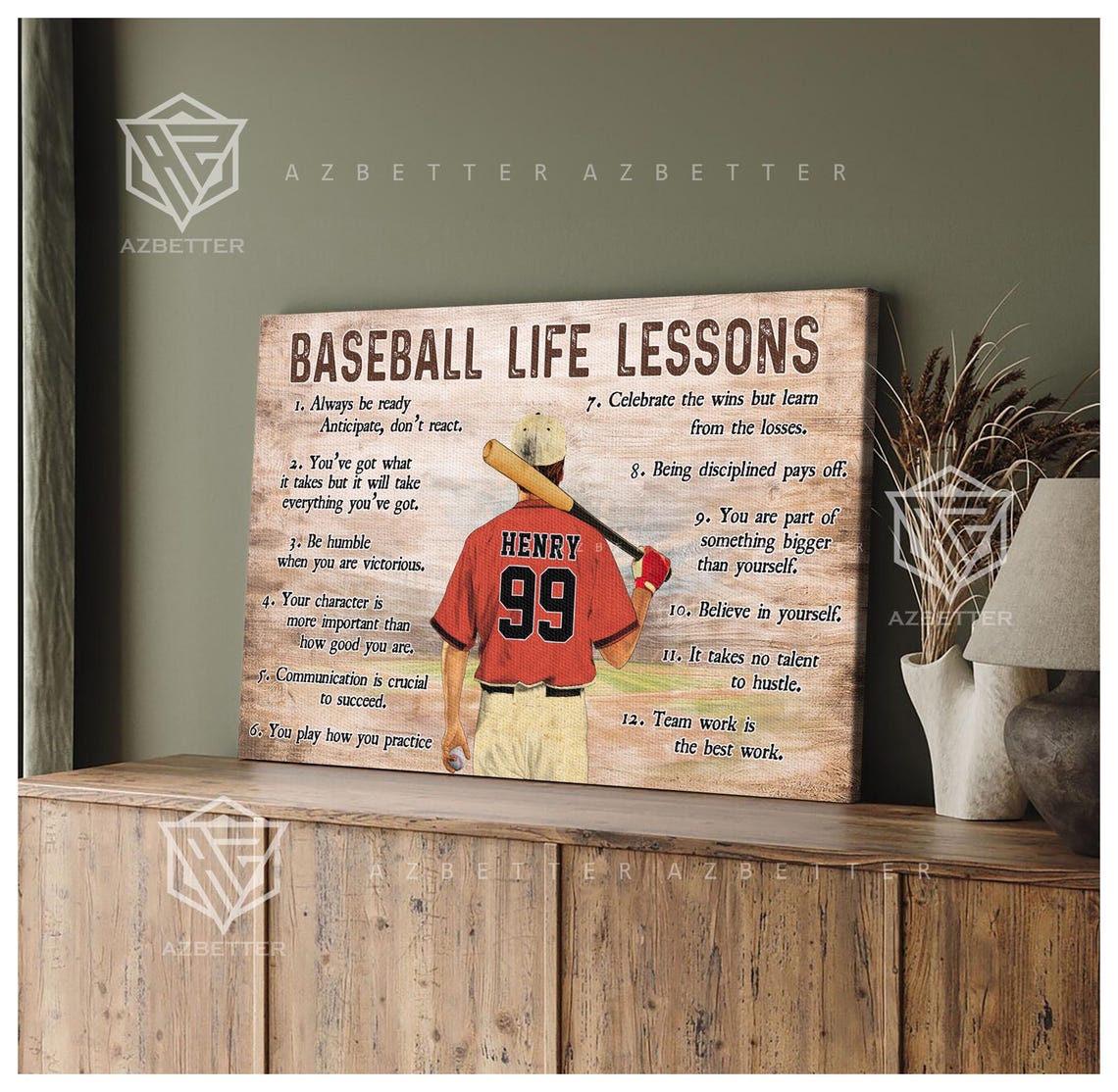 Baseball Life Lessons 12 Lessons Motivational Wall Decor Poster - Image 5