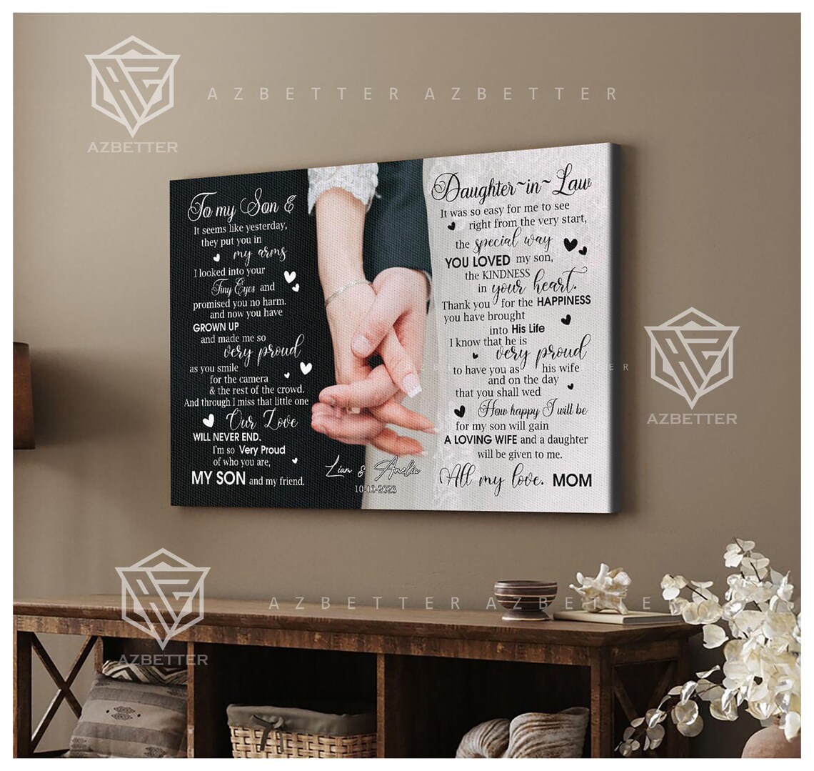 To My Son and Daughter in Law Holding Hands Wedding Poem Poster - Image 4