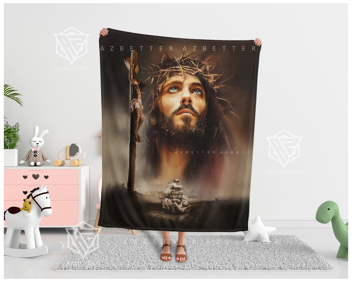 Jesus Crown of Thorns Passion of Christ Prayer Blanket Poster - Image 3