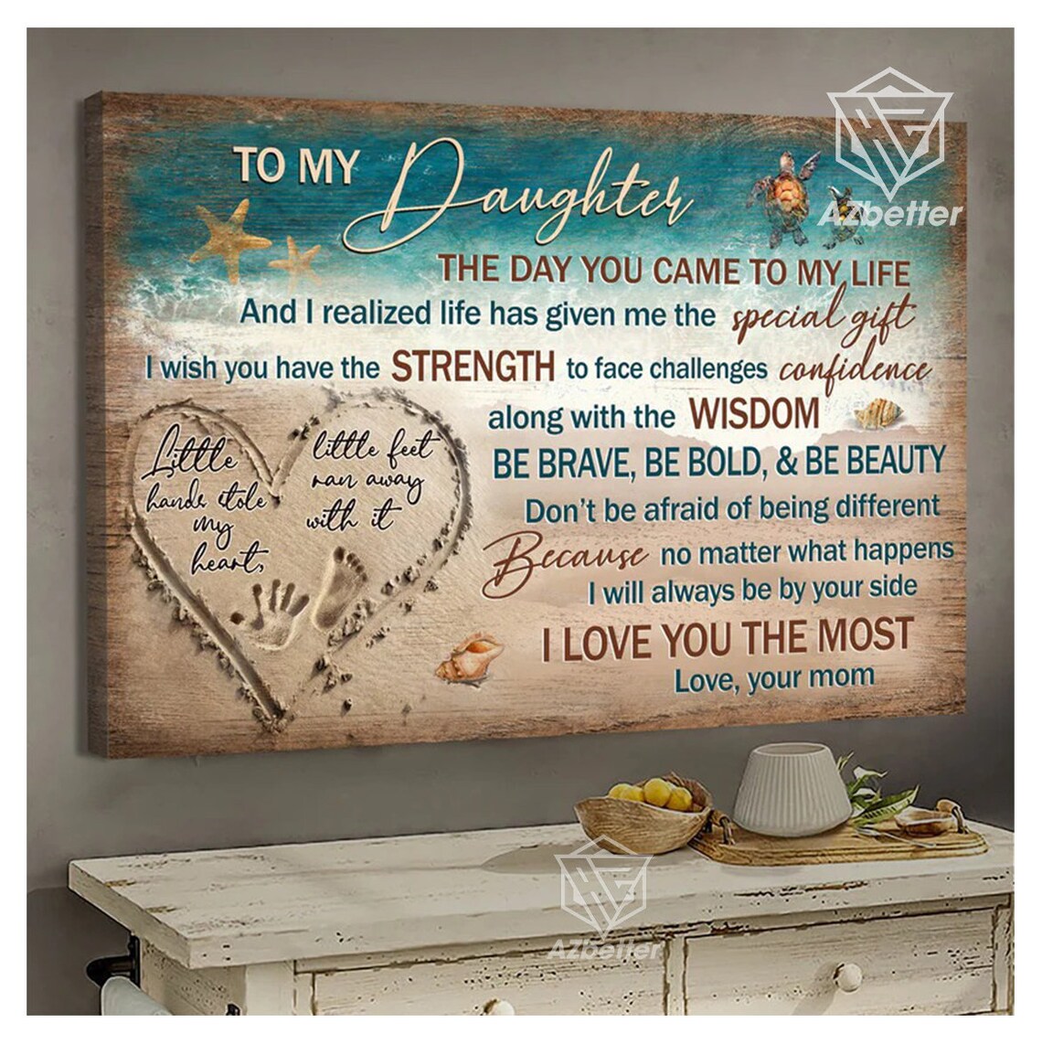 Beach Heart To My Daughter Love You The Most From Mom Poster