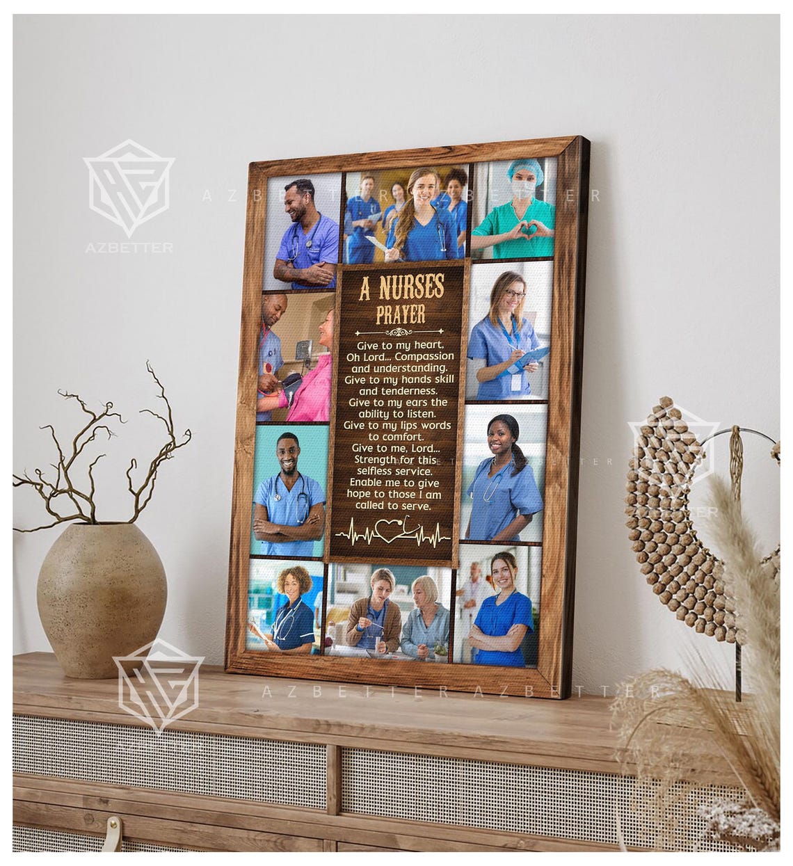 A Nurse's Prayer Photo Collage Tribute Gift For Nurses Wall Poster - Image 5