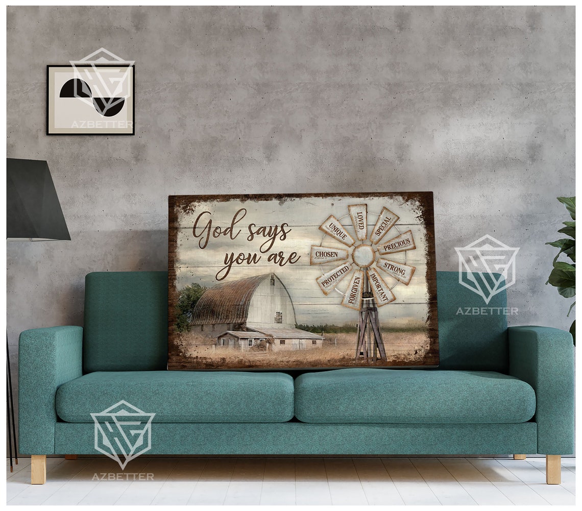 God Says You Are Loved Special Protected Windmill Barn Country Poster - Image 2