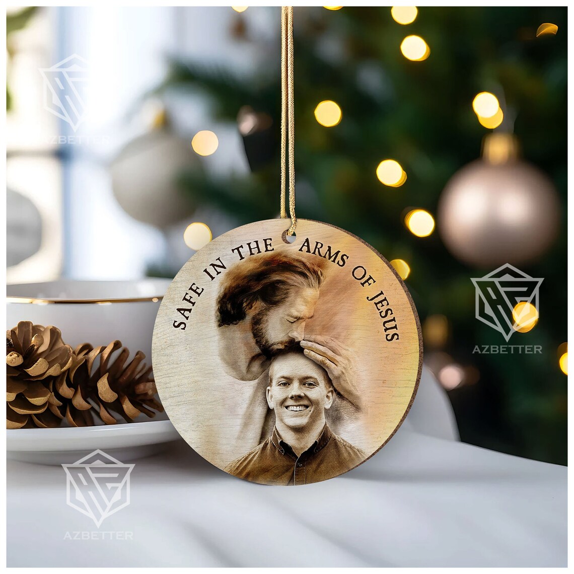 Safe in the Arms of Jesus Photo Memorial Christmas Ornament Poster - Image 4