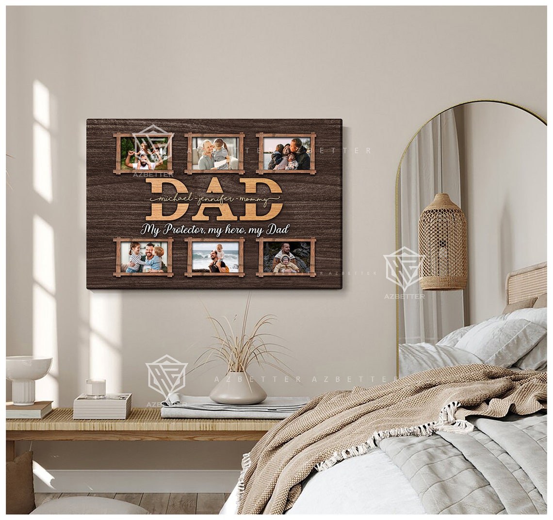Dad My Protector My Hero Six Photo Collage Father's Day Gift Poster - Image 5