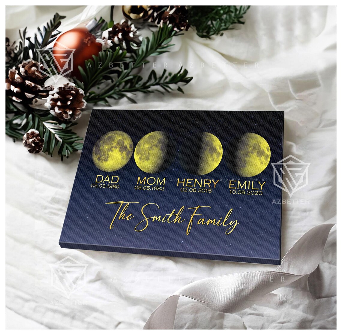 The Smith Family Gold Moon Phase Family Birthday Starry Poster - Image 2
