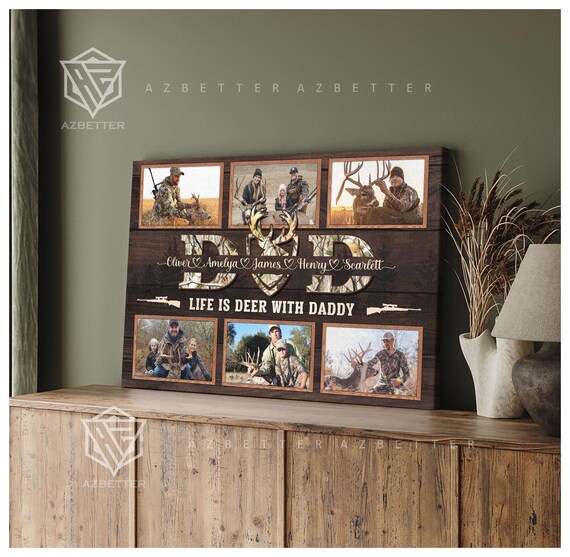 Life Is Deer With Daddy Hunting Photo Collage Father's Day Gift Poster