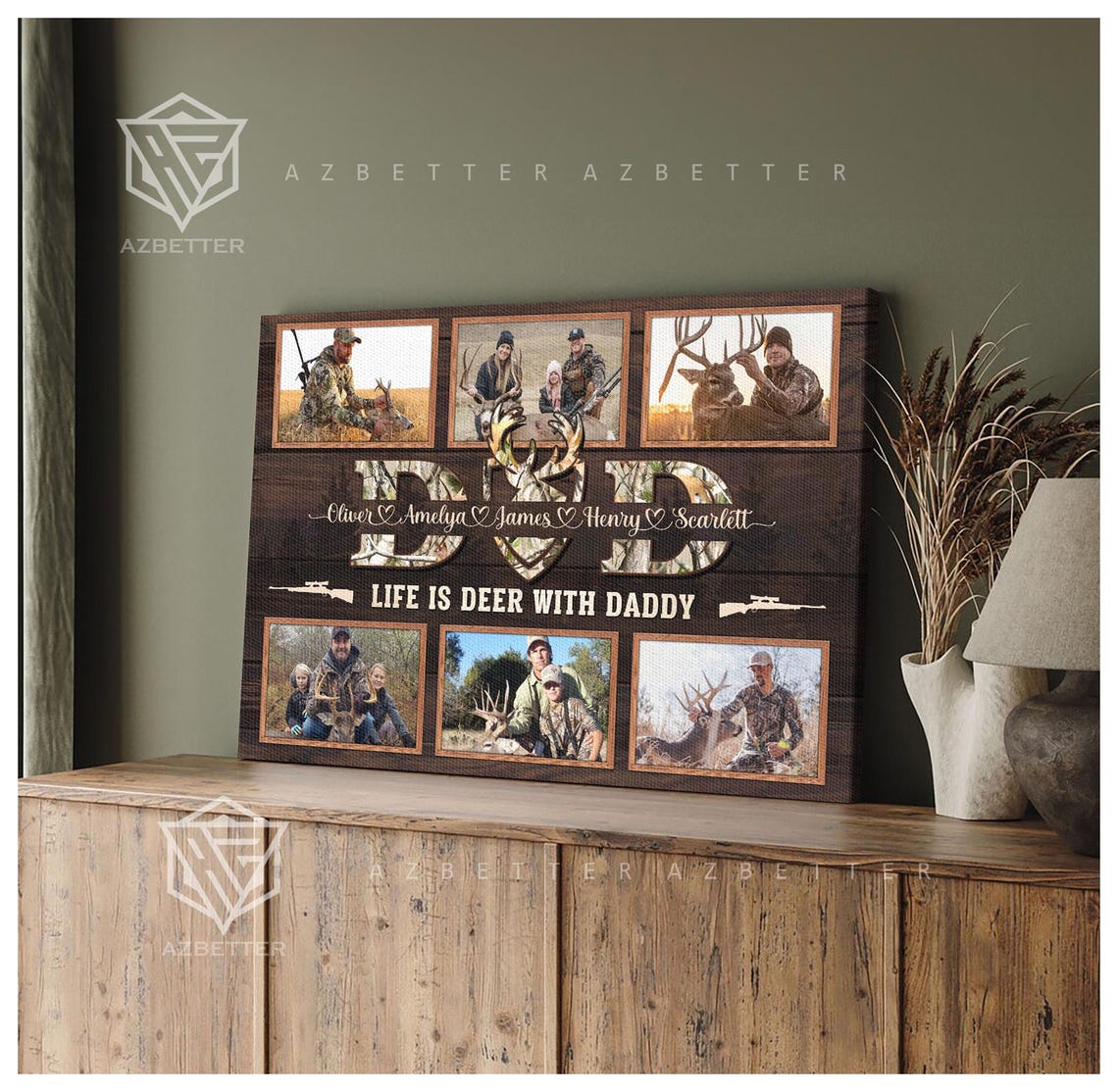 Life Is Deer With Daddy Hunting Photo Collage Father's Day Gift Poster