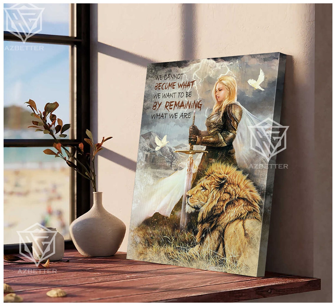 Become What You Want Woman Warrior Lion Sword Inspirational Poster - Image 3