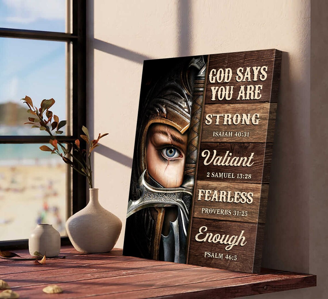 God Says You Are Strong Valiant Fearless Enough Female Warrior Poster - Image 4