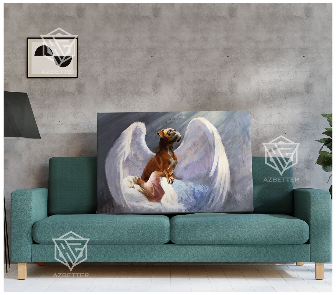 Boxer Guardian Angel Dog Protecting A Sleeping Girl At Night Poster - Image 3