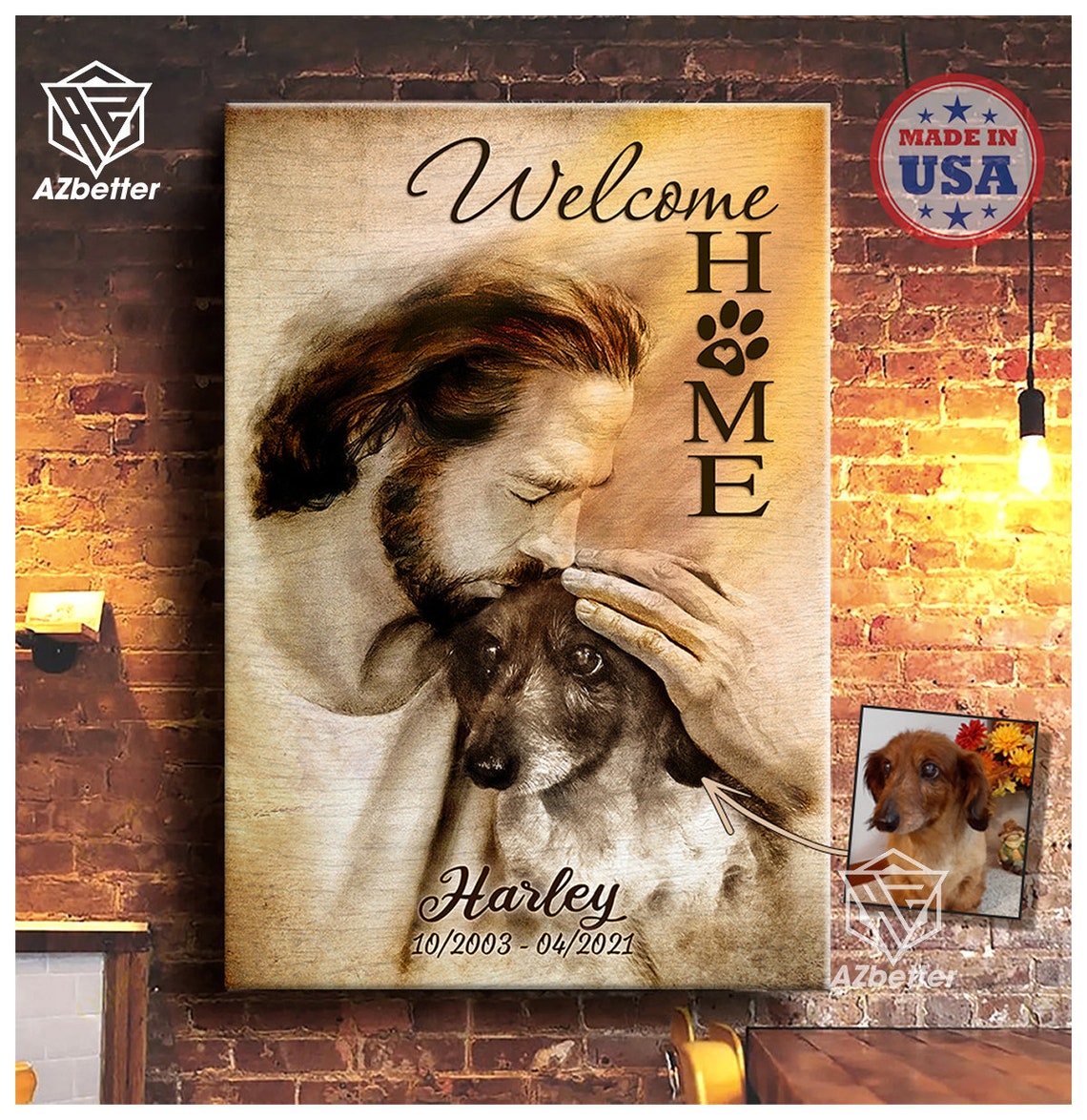 Personalized Dog Memorial Welcome Home Jesus Pet Loss Sympathy Poster - Image 5