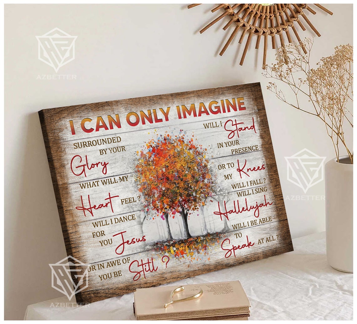I Can Only Imagine Worship Lyrics Autumn Tree Rustic Faith Poster - Image 3
