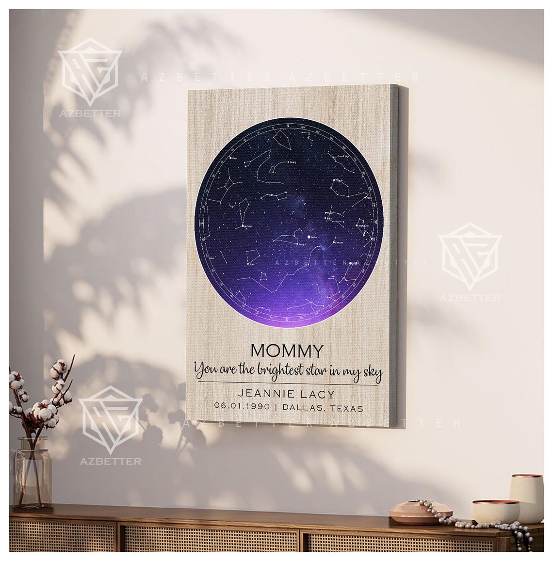 Mommy You Are the Brightest Star Personalized Star Map Poster - Image 2