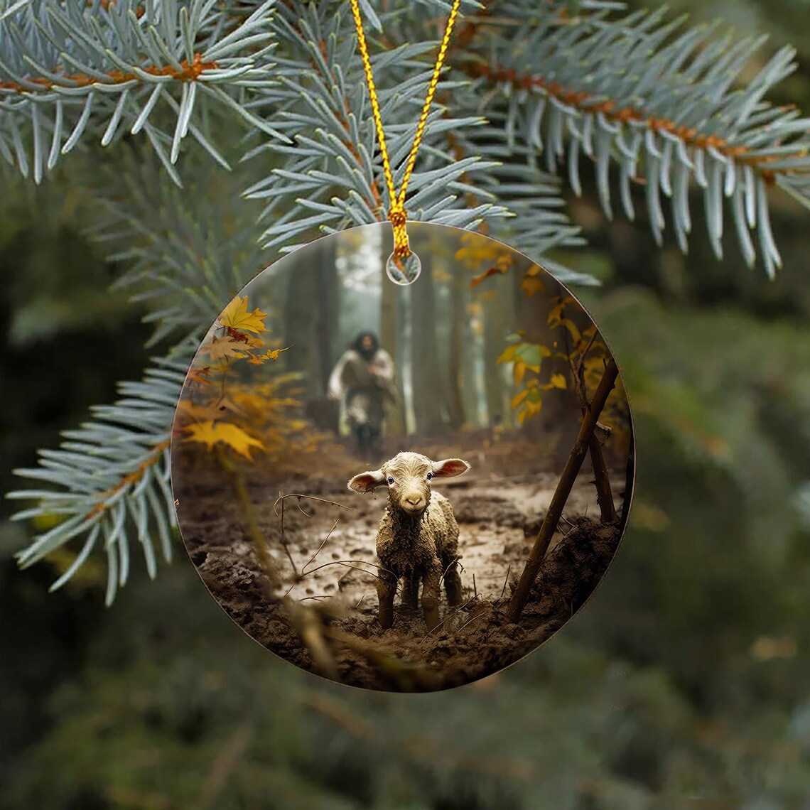 He Leaves The 99 To Rescue Me Lost Lamb Christmas Ornament Poster - Image 3