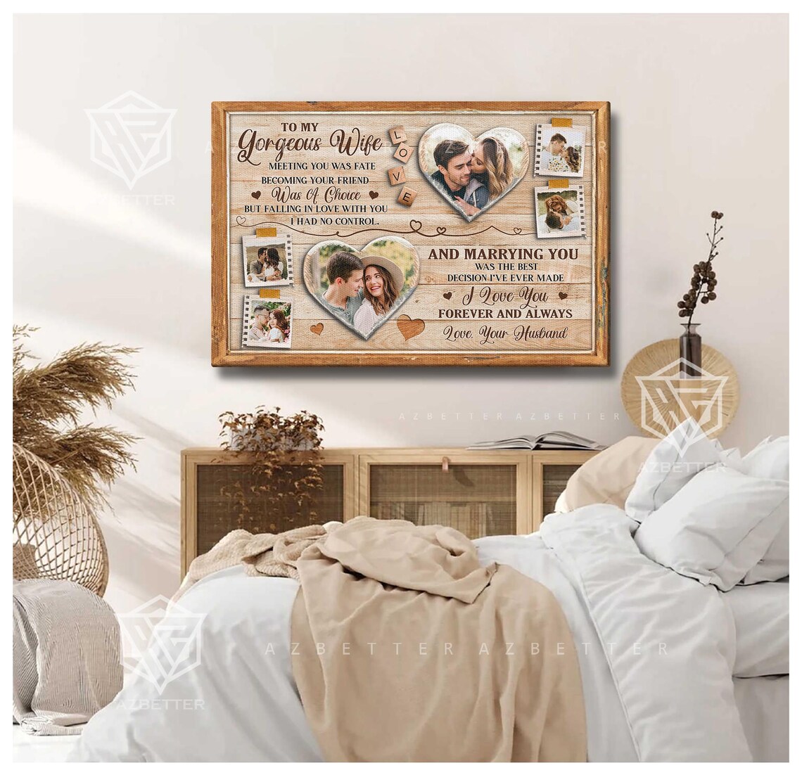 To My Gorgeous Wife Meeting You Was Fate Heart Collage Poster - Image 5