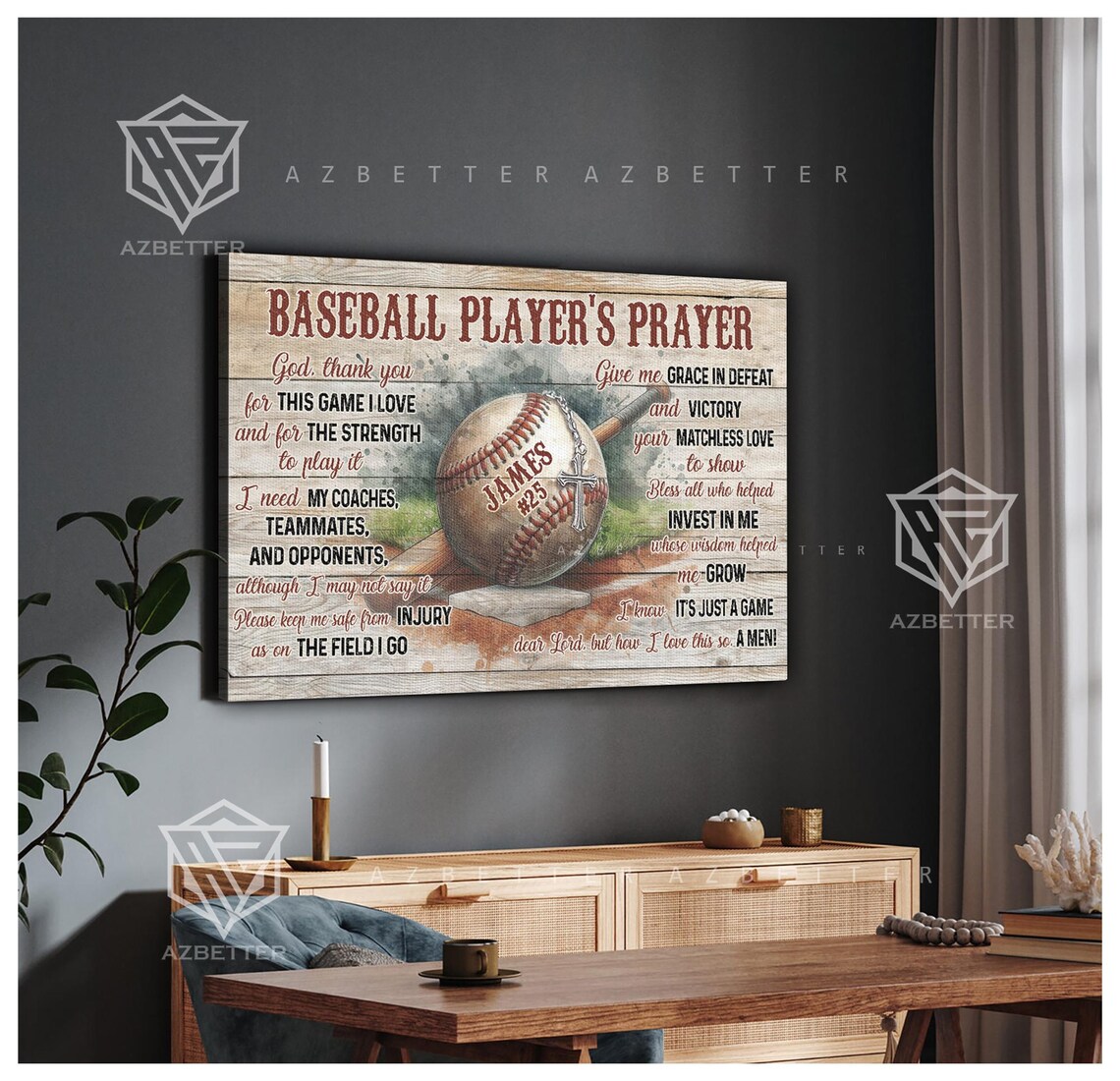 Personalized Baseball Players Prayer, Gift For Baseball Player - Image 2