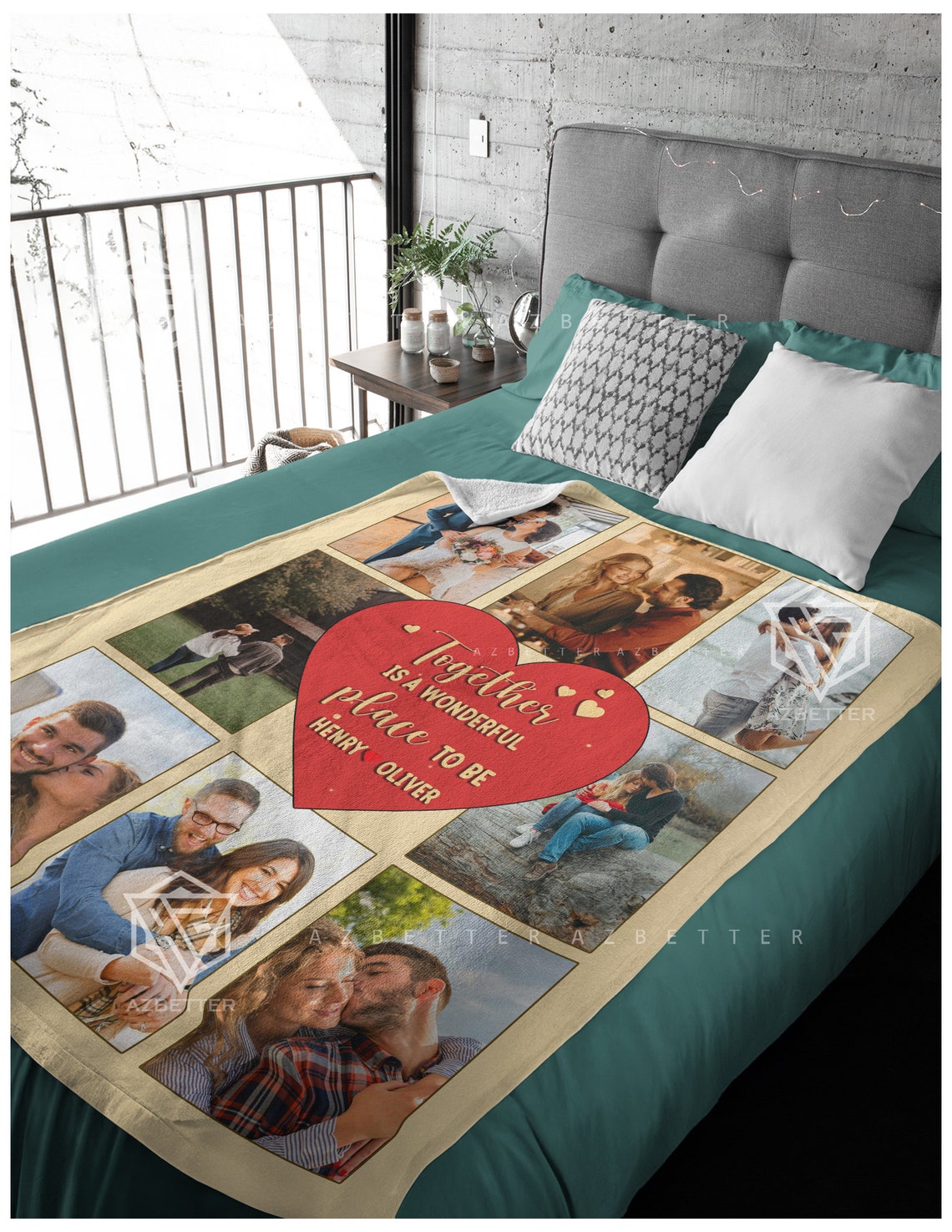 Together Is a Wonderful Place to Be Couples Collage Blanket Poster - Image 3