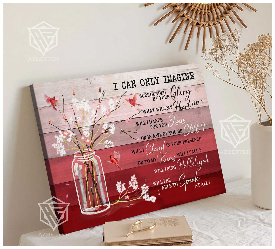 I Can Only Imagine Red Cardinal Christian Hymn Song Lyric Poster - Image 3
