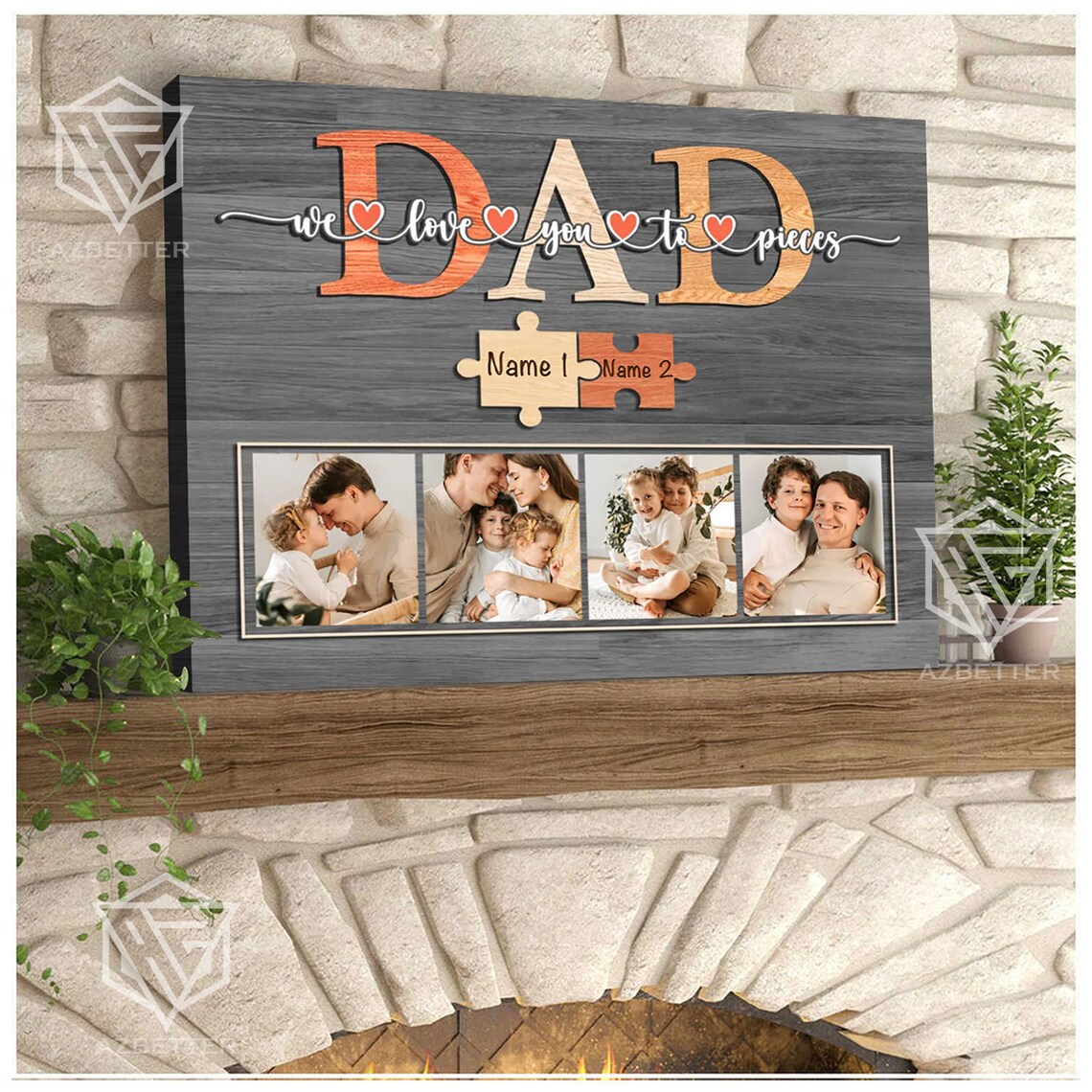 Personalized Dad We Love You To Pieces Family Photo Collage Poster - Image 4