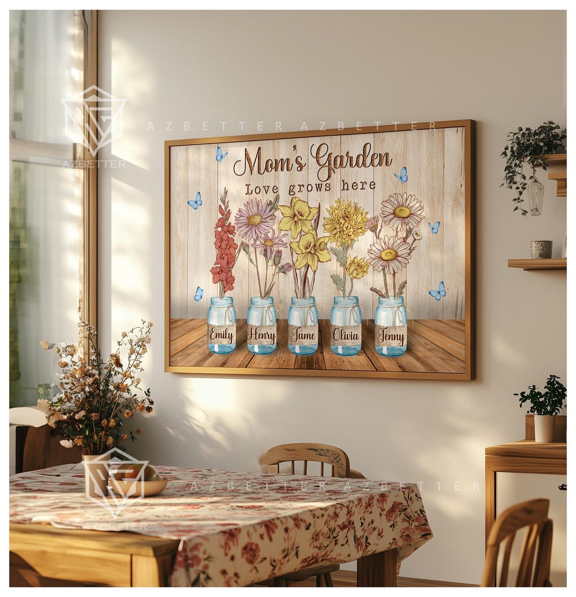 Moms Garden Love Grows Here Birth Flower Mason Jar Family Poster - Image 5