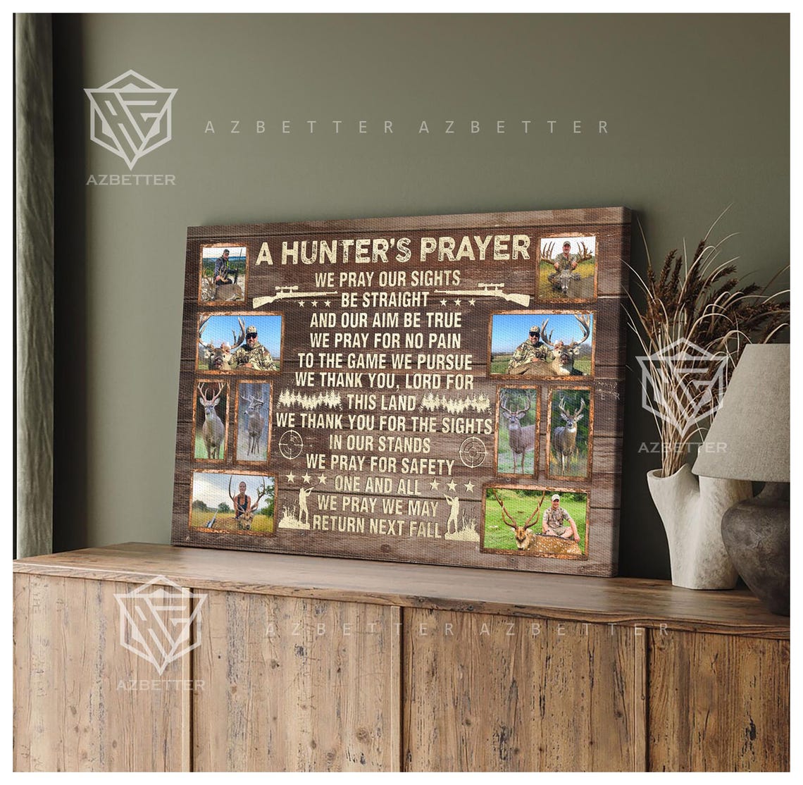 A Hunter's Prayer Deer Hunting Photo Collage Rustic Lodge Poster - Image 5