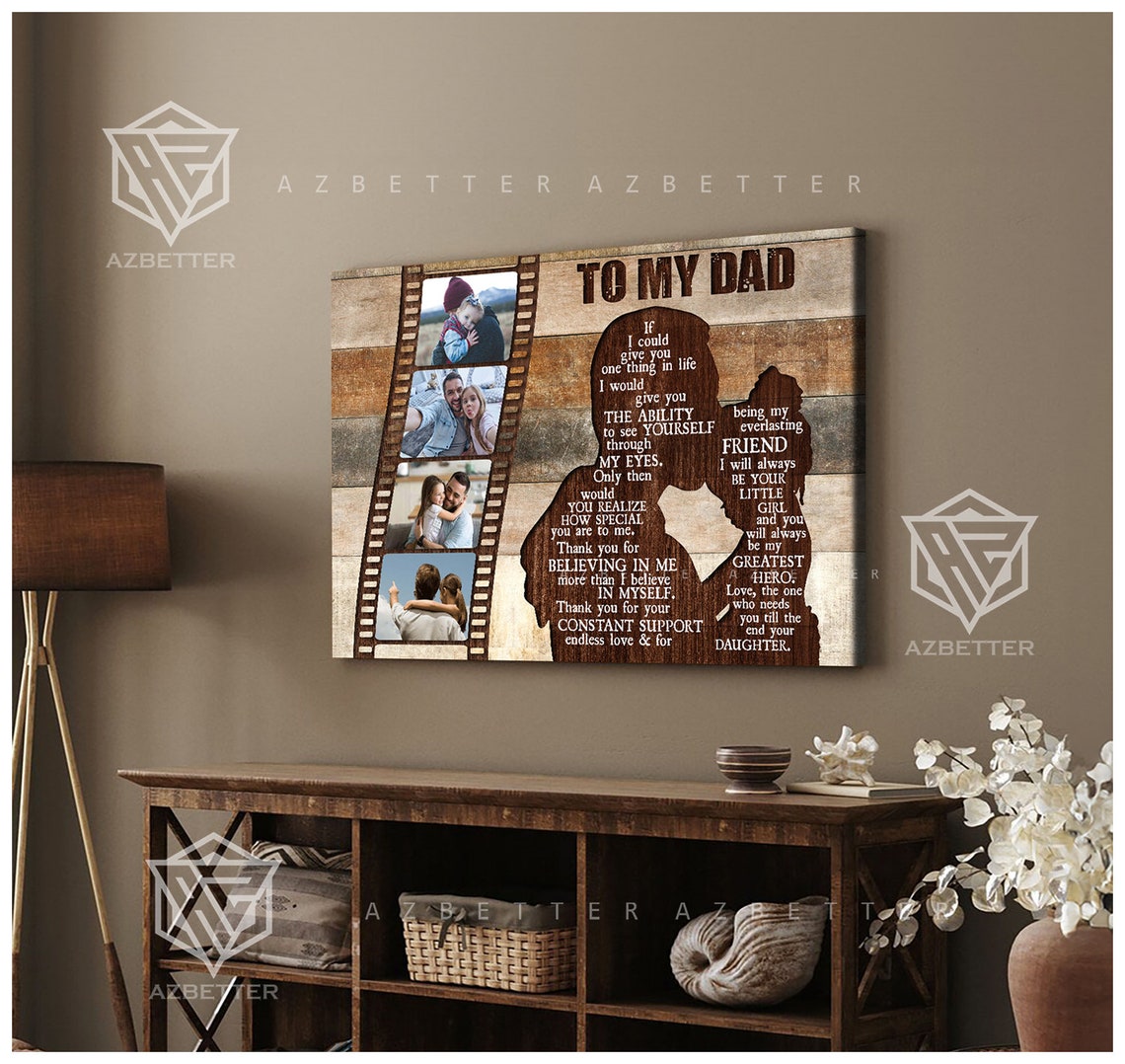 To My Dad Greatest Hero Silhouette Daughter Quote Tribute Photo Poster - Image 4