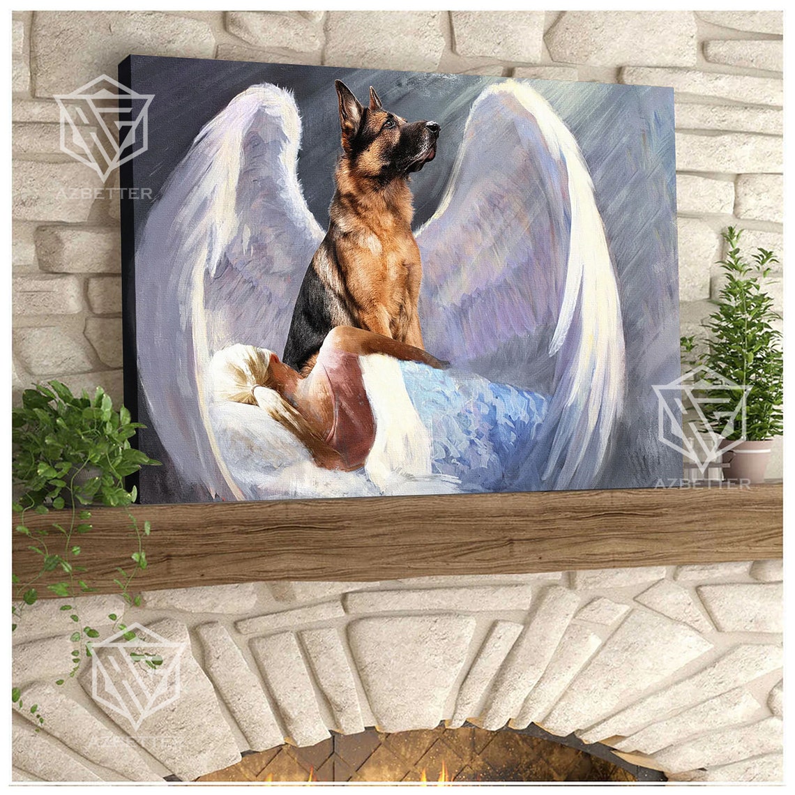 German Shepherd Guardian Angel Protecting Sleeping Girl Poster - Image 4