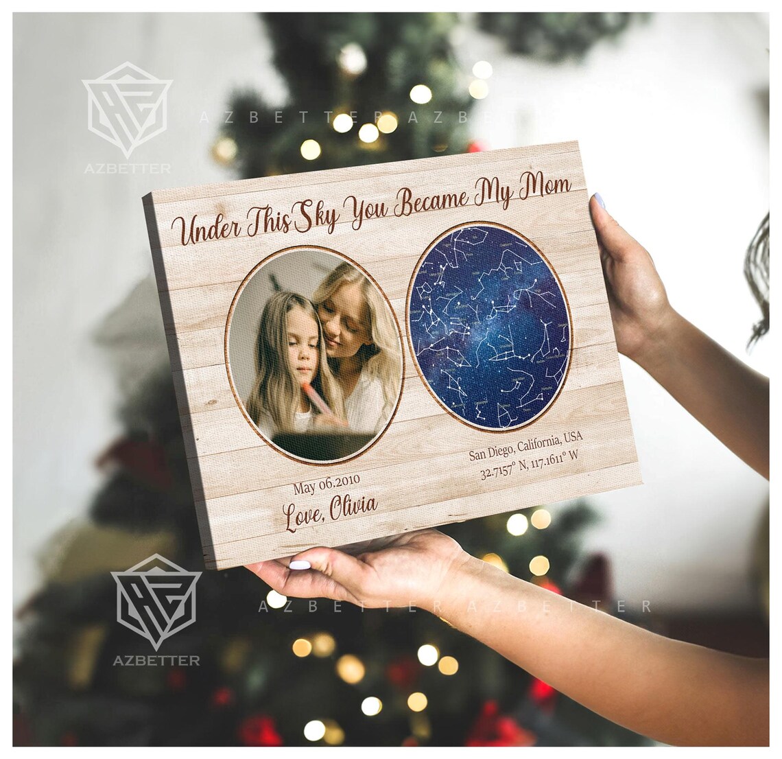 Under This Sky You Became My Mom Custom Star Map Canvas Wall Poster