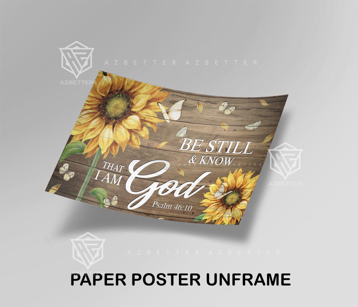 Butterfly Sunflower Be Still Know That Im God Christian Bible Verse Wall Art Rustic Farmhouse Decor Religious Gift For Home - Image 2