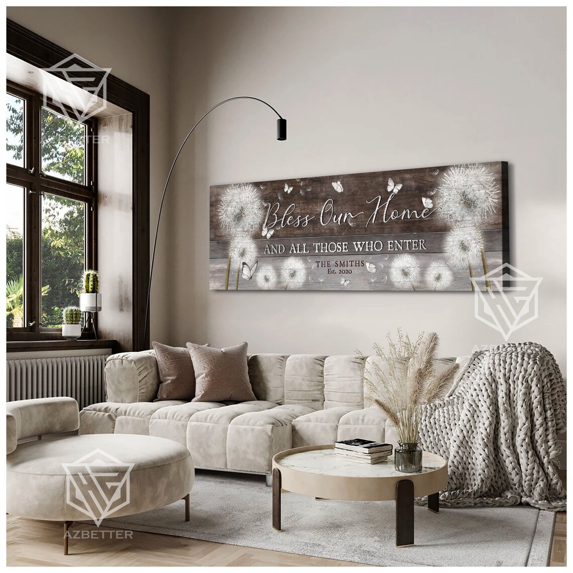 Friends And Family Gather Here Dandelion Rustic Wood Entryway Poster - Image 2