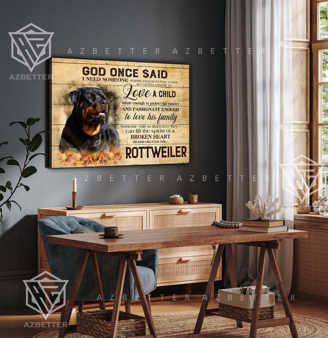 Rottweiler God Once Said I Need Someone Strong Breed Quote Poster - Image 4