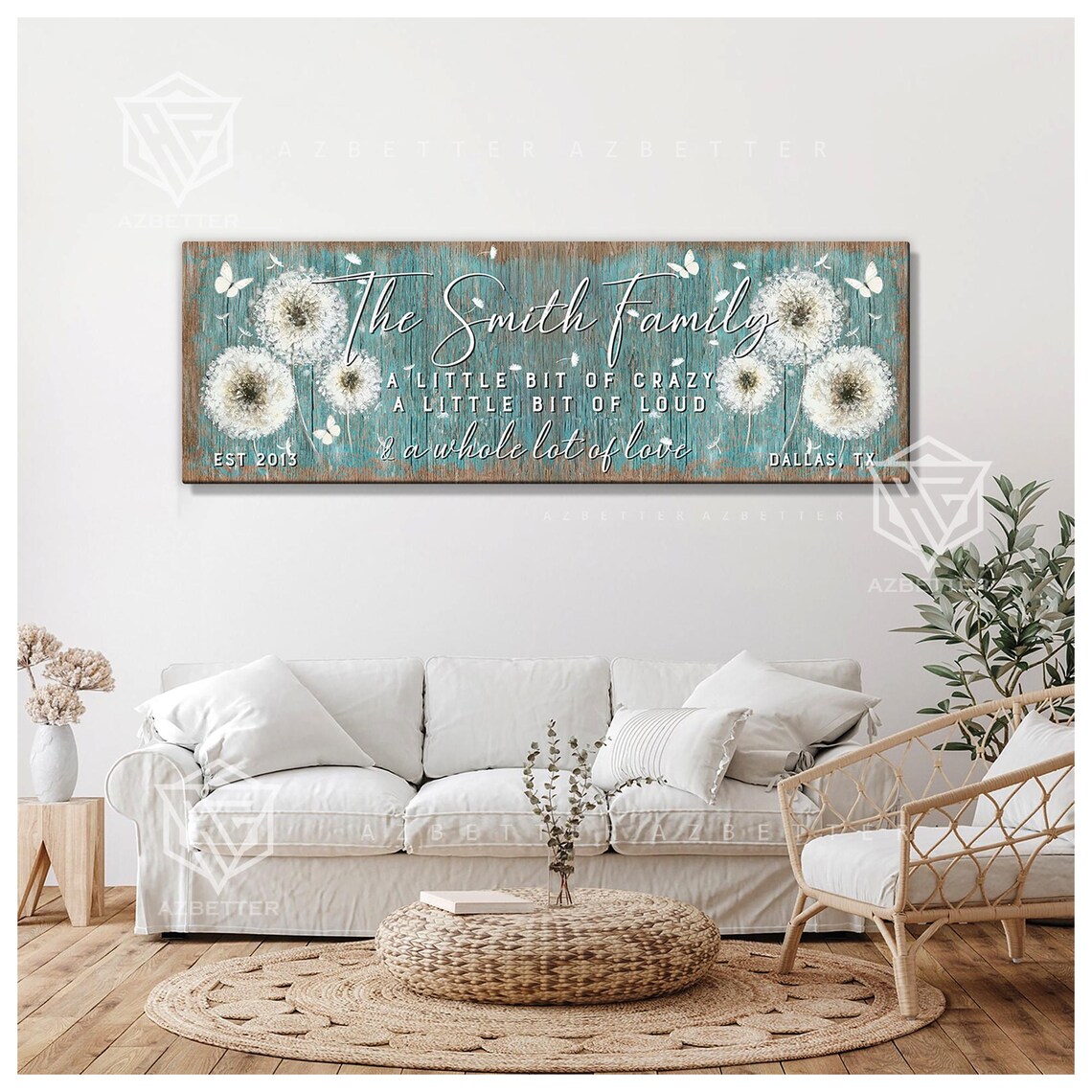 The Smith Family A Whole Lot Of Love Turquoise Dandelion Sign Poster - Image 3