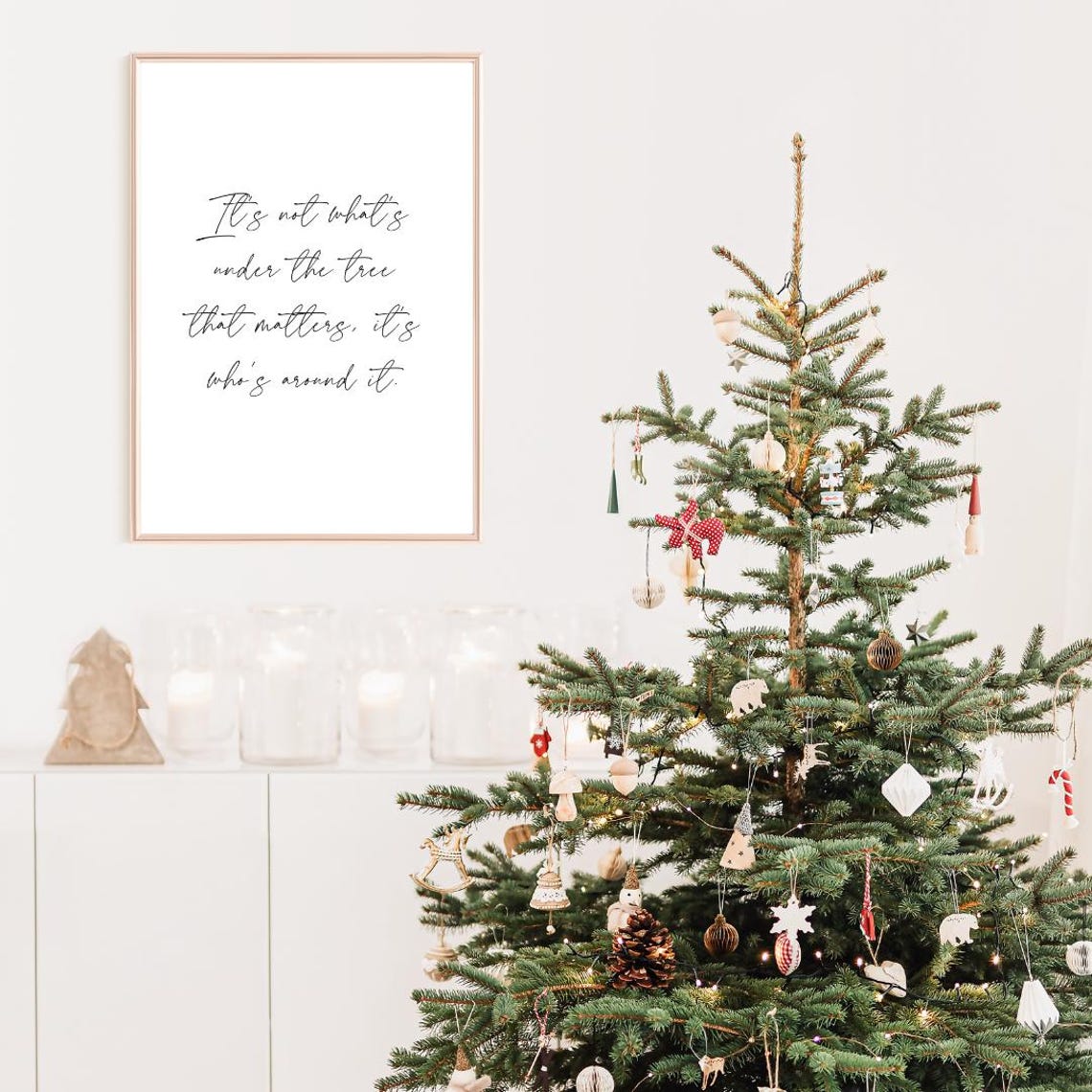 Its Not Whats Under The Tree Christmas Script Quote Typography Poster - Image 3