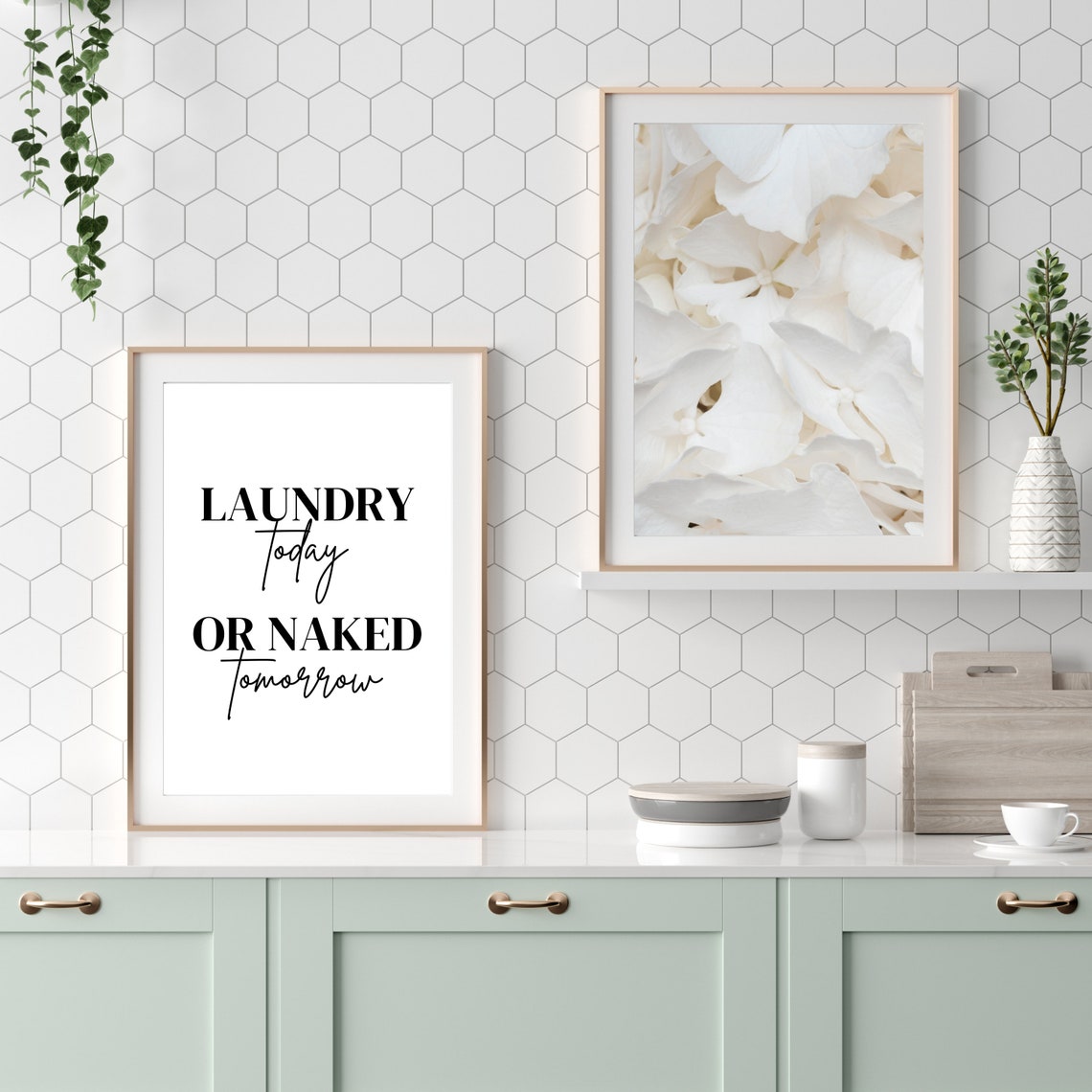 Laundry Today Or Naked Tomorrow Funny Laundry Room Quote Wall Poster