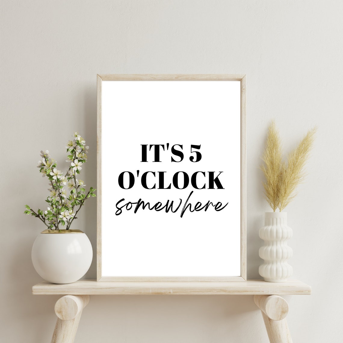It's 5 O'Clock Somewhere Cocktail Hour Typography Quote Poster - Image 3