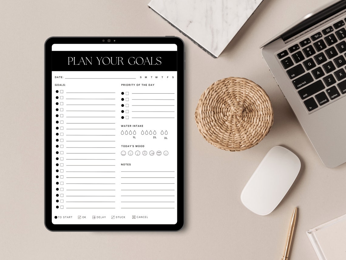 Plan Your Goals Minimalist Daily Goal Planner Organizer Sheet Print - Image 3