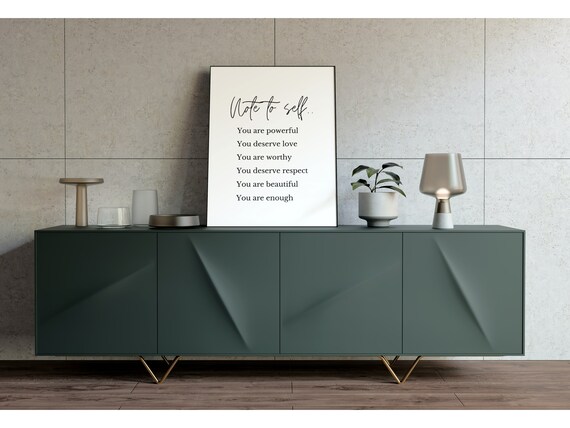 Note To Self Powerful Worthy Enough Affirmation Quote Poster