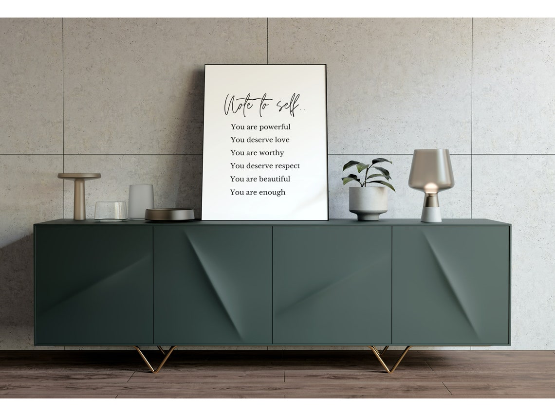 Note To Self Powerful Worthy Enough Affirmation Quote Poster