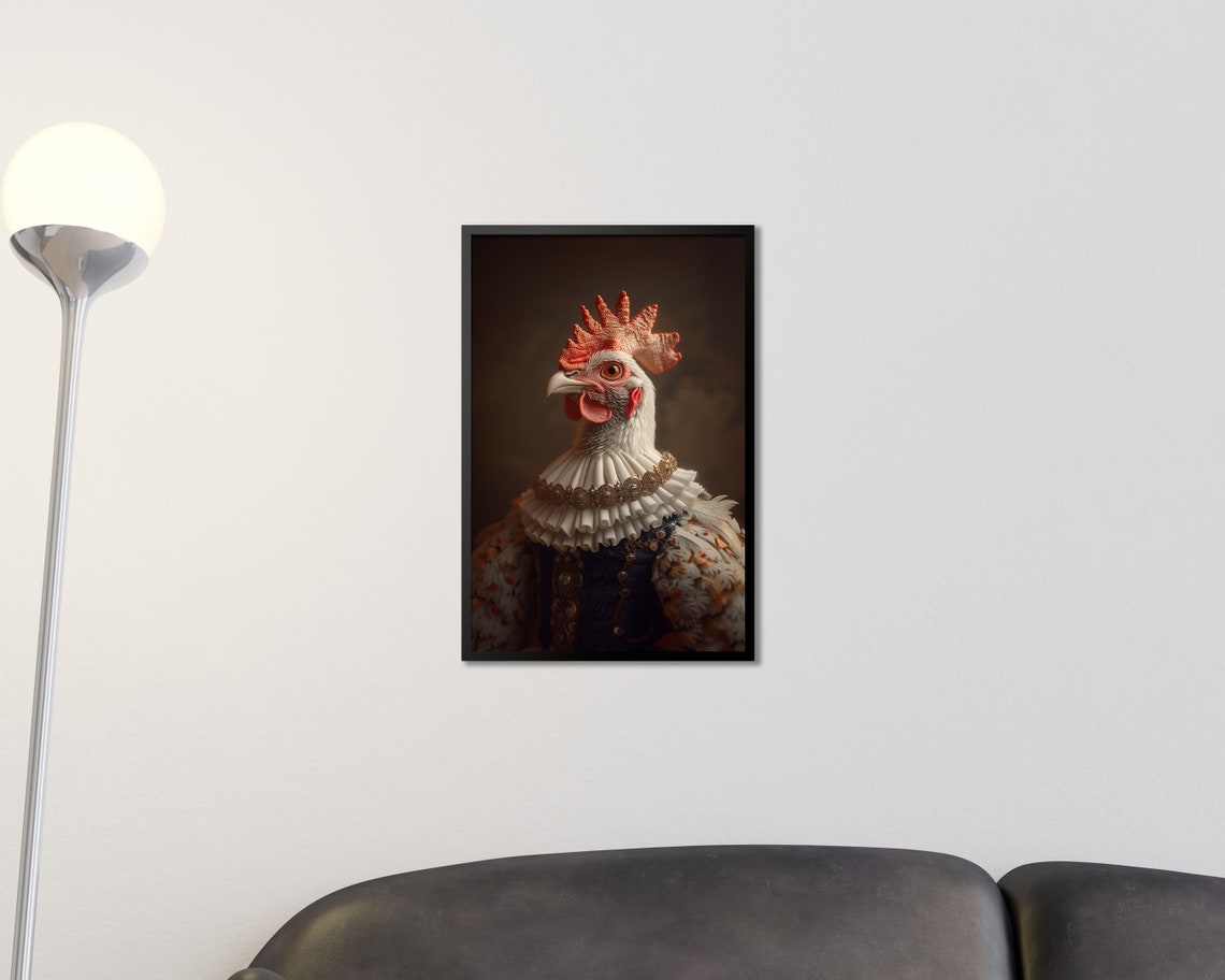 Royal Rooster Portrait Elizabethan Ruff Regal Chicken Wall Art Poster - Image 2