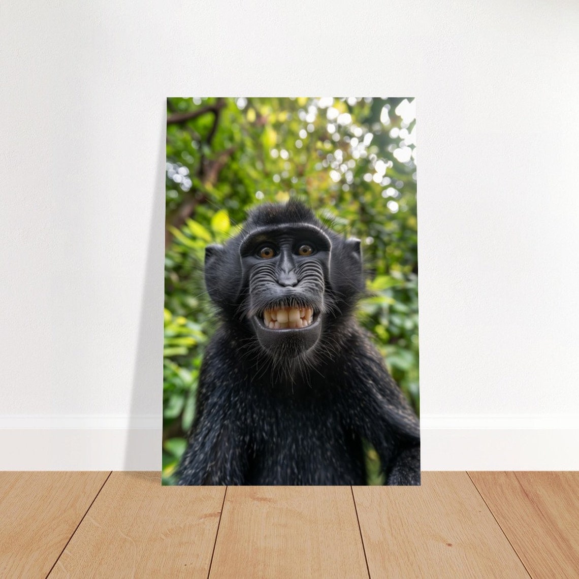 Smiling Macaque Monkey Close-Up Jungle Portrait Animal Poster - Image 4