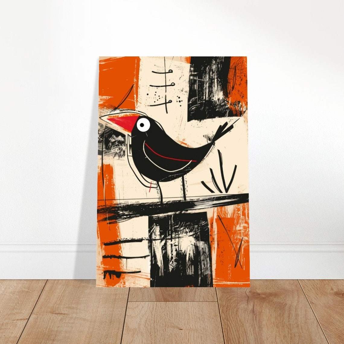 Abstract Bird Art Poster Contemporary Bird Illustration In Bold Colors Modern Home Decor Design Print - Image 3