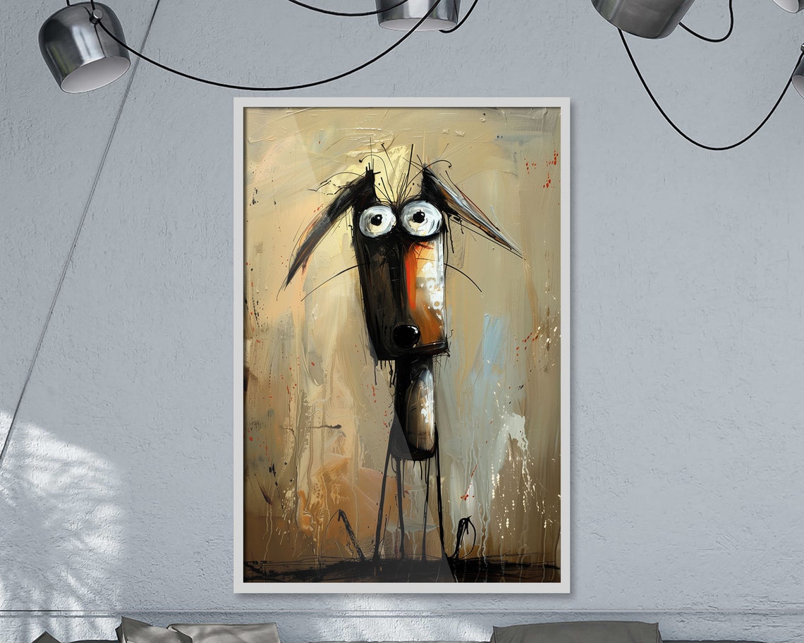 Crazy Creatures Dog Whimsical Funny Canine Abstract Art Poster