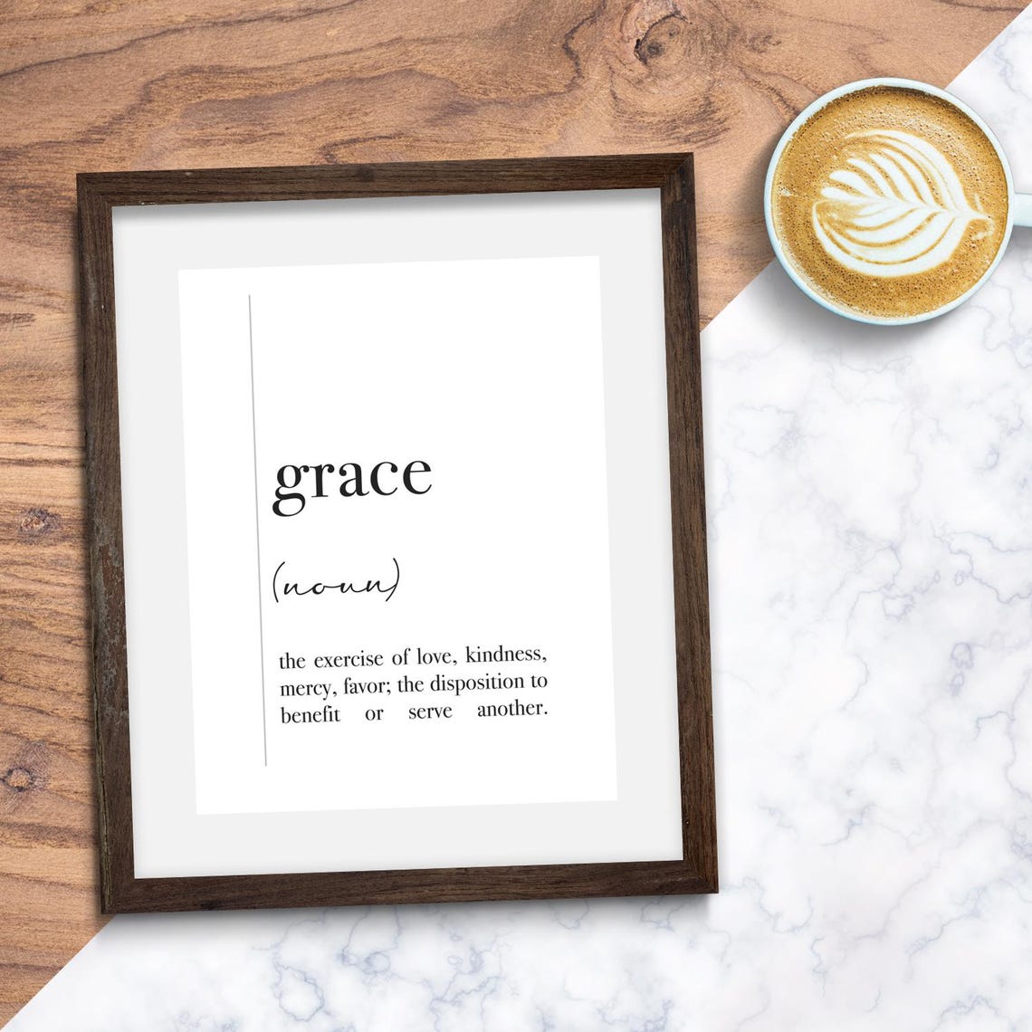Grace Definition Wall Art Inspirational Words Positive Affirmation Artwork Uplifting Encouraging Art Grace Gifts - Image 3