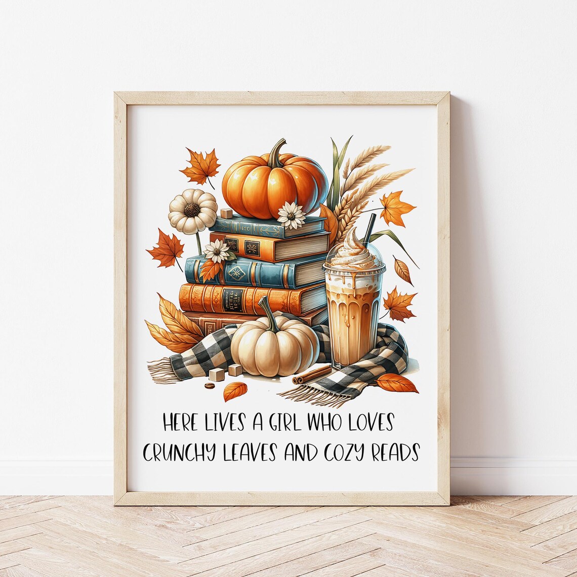 Autumn Book Lover Quote Crunchy Leaves And Cozy Reads Fall Wall Art