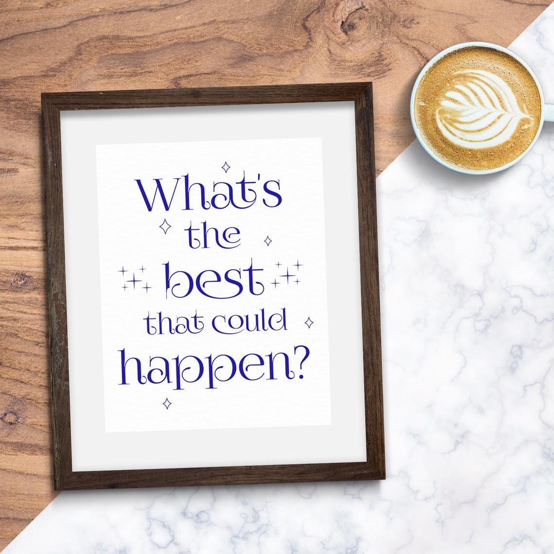 What's the Best That Could Happen Blue Text Sparkle Quote Poster - Image 2