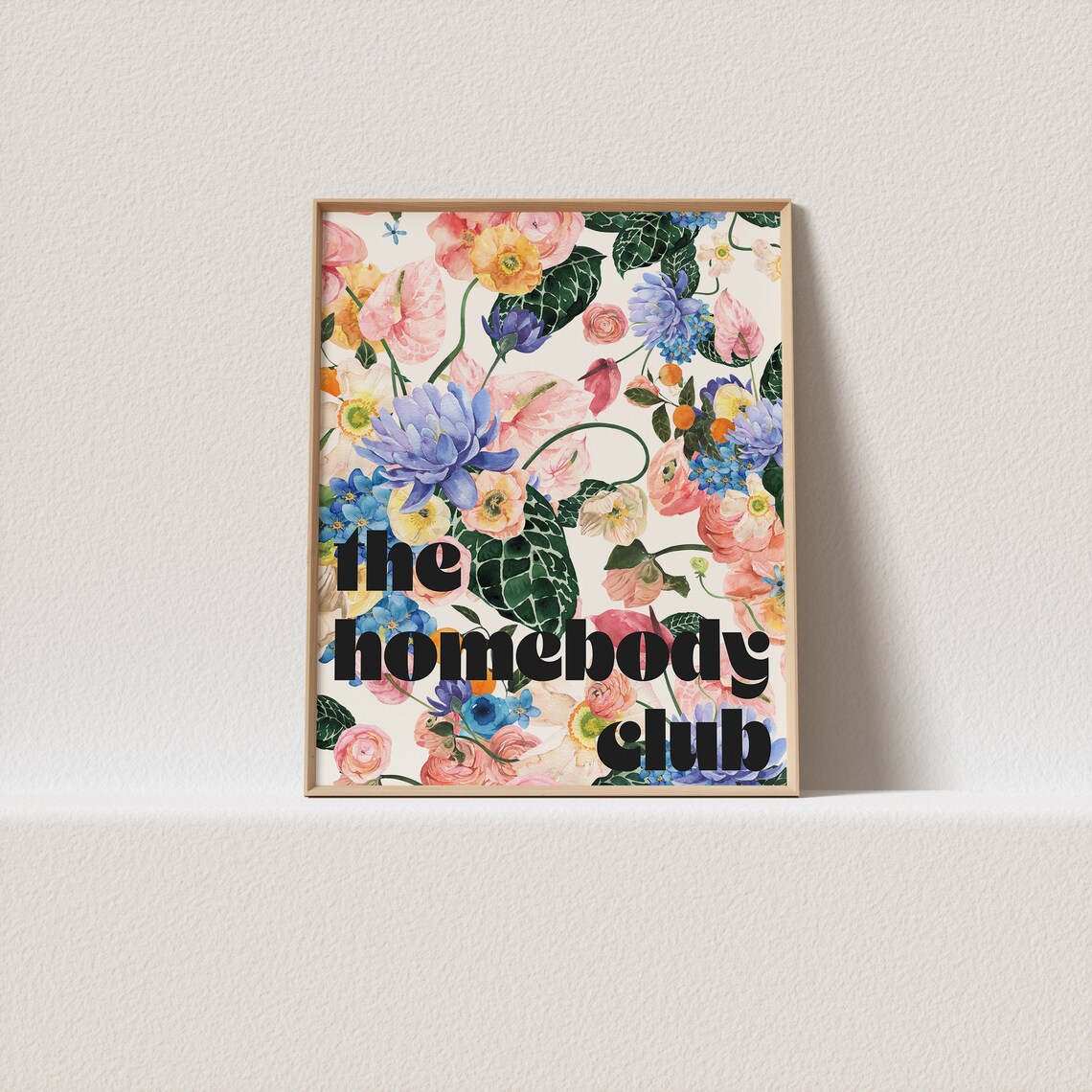 Retro Floral Homebody Club Quote Art Print