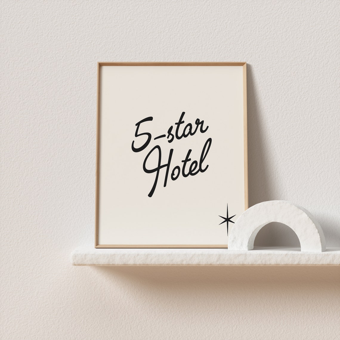 5 Star Hotel Script Typography Poster Cream Retro Star Accent Art - Image 3