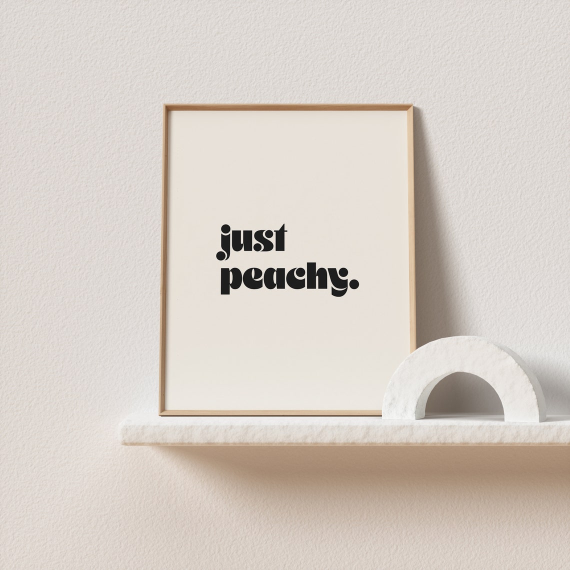 Just Peachy Retro Bold Lowercase Fun Minimalist Cream Poster - Image 3
