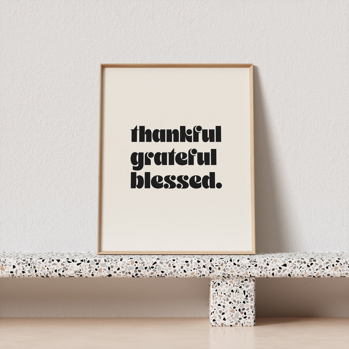 Thankful Grateful Blessed Retro Lowercase Gratitude Cream Poster - Image 3